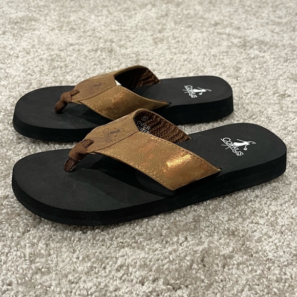 Corkys Shoes Corkys Clover Bronze Flip Flops Sandals Size 6 Poshmark